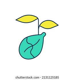 Filled outline Sprout icon isolated on white background. Seed and seedling. Leaves sign. Leaf nature.  Vector