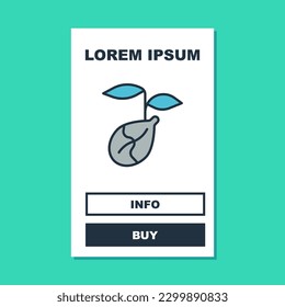 Icono de brote relleno aislado en fondo turquesa. Semillas y plántulas. Deja la señal. Naturaleza foliar.  Vector