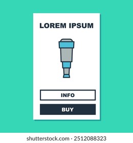 Contorno preenchido Spyglass ícone da lente telescópio isolado no fundo turquesa. Marinheiro spyglass.  Vetor