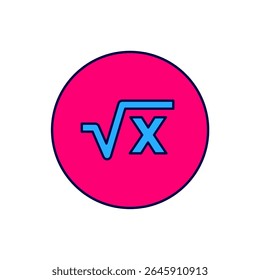 Filled outline Square root of x glyph icon isolated on white background. Mathematical expression.  Vector