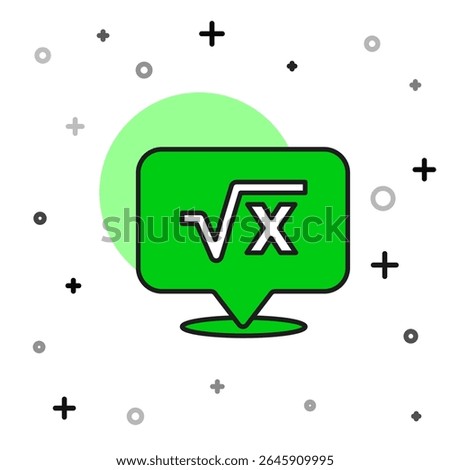 Filled outline Square root of x glyph icon isolated on white background. Mathematical expression.  Vector