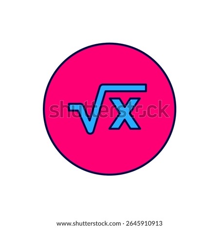 Filled outline Square root of x glyph icon isolated on white background. Mathematical expression.  Vector