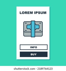 Filled outline Stacks paper money cash icon isolated on turquoise background. Money banknotes stacks. Bill currency.  Vector