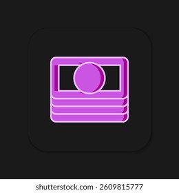 Filled outline Stacks paper money cash icon isolated on black background. Money banknotes stacks. Bill currency. Flat filled outline style with shadow. Vector