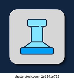 Filled outline Stamp icon isolated on blue background.  Vector
