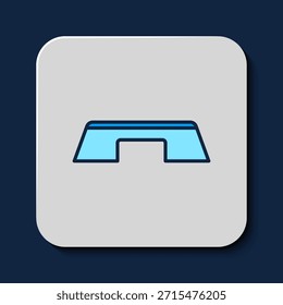 Filled outline Step platform icon isolated on blue background.  Vector