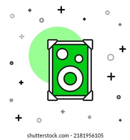 Filled outline Stereo speaker icon isolated on white background. Sound system speakers. Music icon. Musical column speaker bass equipment.  Vector