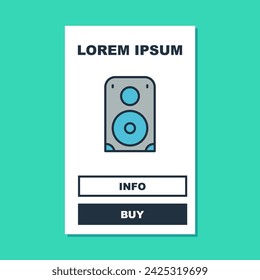 Filled outline Stereo speaker icon isolated on turquoise background. Sound system speakers. Music icon. Musical column speaker bass equipment.  Vector