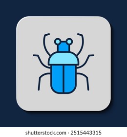 Contorno preenchido Ícone de bug Stink isolado no fundo azul.  Vetor