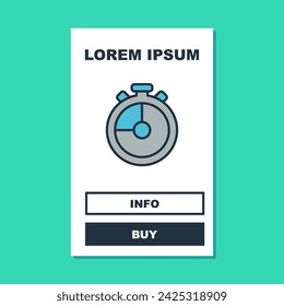 Filled outline Stopwatch icon isolated on turquoise background. Time timer sign. Chronometer sign.  Vector