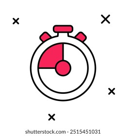 Filled outline Stopwatch icon isolated on white background. Time timer sign. Chronometer sign.  Vector