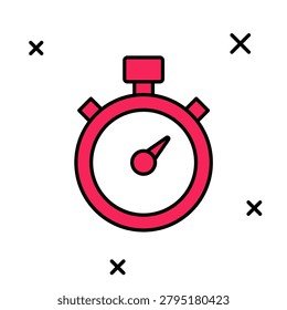 Filled outline Stopwatch icon isolated on white background. Time timer sign. Chronometer sign.  Vector
