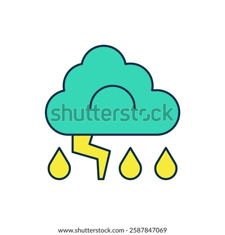 Filled outline Storm icon isolated on white background. Cloud and lightning sign. Weather icon of storm.  Vector