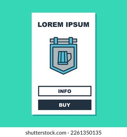 Filled outline Street signboard with glass of beer icon isolated on turquoise background. Suitable for advertisements bar, cafe, pub, restaurant.  Vector