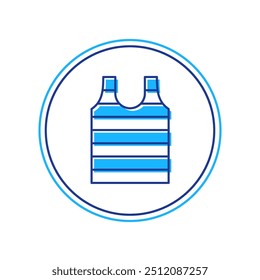 Filled outline Striped sailor t-shirt icon isolated on white background. Marine object.  Vector