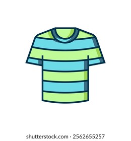 Filled outline Striped sailor t-shirt icon isolated on white background. Marine object. Flat filled outline style with shadow. Vector