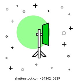 Icono de bombilla de estudio en softbox aislado sobre fondo blanco. Diseño de sombra reflectante.  Vector