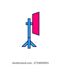 Lleno de la bombilla de estudio en el icono de softbox aislado en el fondo blanco. Diseño de reflejo de sombra.  Vector