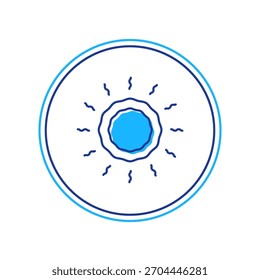 Esquema relleno Icono de sol aislado sobre fondo blanco.  Vector