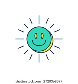 Filled outline Sun icon isolated on white background.  Vector