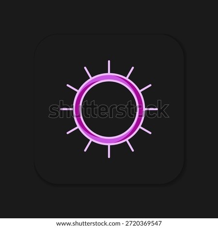 Filled outline Sun icon isolated on black background. Flat filled outline style with shadow. Vector