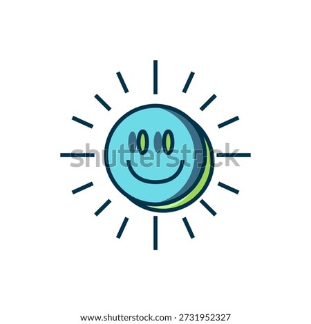 Filled outline Sun icon isolated on white background. Flat filled outline style with shadow. Vector
