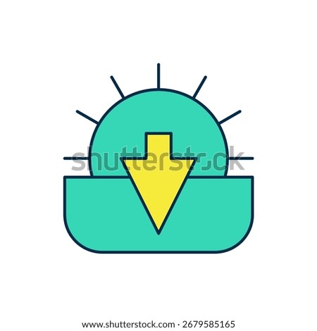 Filled outline Sunset icon isolated on white background.  Vector