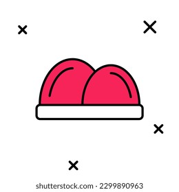 Filled outline Sushi icon isolated on white background. Traditional Japanese food.  Vector