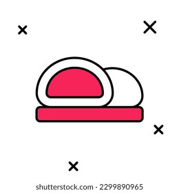 Filled outline Sushi icon isolated on white background. Traditional Japanese food.  Vector