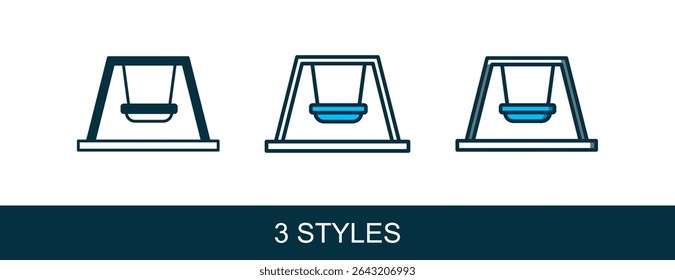 Filled outline Swing for kids summer games on playground icon isolated on white background. Outdoor entertainment equipment.  Vector