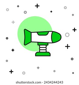 Plano de oscilación en el icono del patio de recreo aislado sobre fondo blanco. Carrusel de niños con avión. Icono de diversión.  Vector
