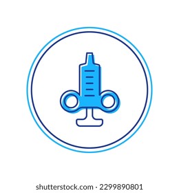 Icono de la jeringa de contorno rellenado aislado en fondo blanco. Jeringa para vacuna, vacunación, inyección, vacuna antigripal. Equipo médico.  Vector