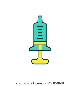 Filled outline Syringe icon isolated on white background. Syringe for vaccine, vaccination, injection, flu shot. Medical equipment.  Vector