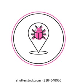Filled outline System bug concept icon isolated on white background. Code bug concept. Bug in the system. Bug searching.  Vector