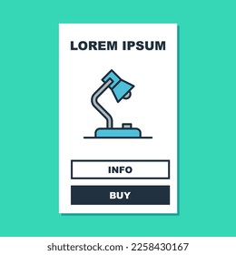 Filled outline Table lamp icon isolated on turquoise background.  Vector