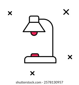Filled outline Table lamp icon isolated on white background.  Vector