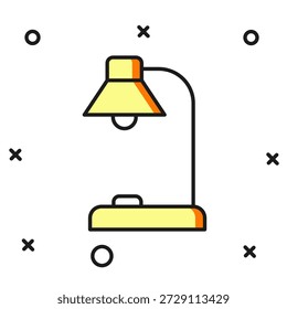 Icono de la lámpara de mesa aislado en el fondo blanco. Estilo de contorno relleno plano con sombra. Vector