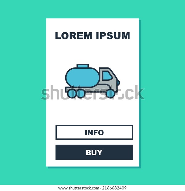 Filled outline Tanker truck icon isolated on\
turquoise background. Petroleum tanker, petrol truck, cistern, oil\
trailer.  Vector