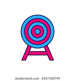 Filled outline Target with arrow icon isolated on white background. Dart board sign. Archery board icon. Dartboard sign. Business goal concept.  Vector