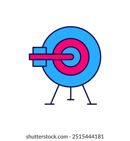 Filled outline Target with arrow icon isolated on white background. Dart board sign. Archery board icon. Dartboard sign. Business goal concept.  Vector