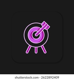 Filled outline Target financial goal concept icon isolated on black background. Symbolic goals achievement, success. Flat filled outline style with shadow. Vector