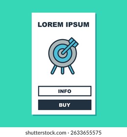 Filled outline Target financial goal concept icon isolated on turquoise background. Symbolic goals achievement, success.  Vector
