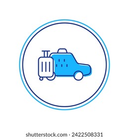 Filled outline Taxi car icon isolated on white background.  Vector