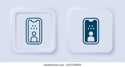 Filled and outline Taxi driver license icon isolated on grey background. Square button. Vector