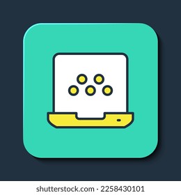 Filled outline Taxi mobile app icon isolated on blue background. Mobile application taxi. Turquoise square button. Vector