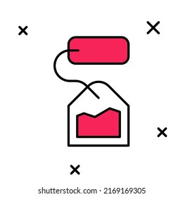 Filled outline Tea bag icon isolated on white background.  Vector