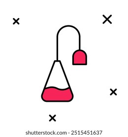 Esquema lleno icono de la bolsa de té aislado sobre fondo blanco.  Vector