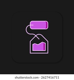 Filled outline Tea bag icon isolated on black background. Flat filled outline style with shadow. Vector