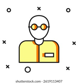 Filled outline Teacher icon isolated on white background. Flat filled outline style with shadow. Vector