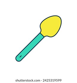 Icono de cuchara de té de contorno relleno aislado sobre fondo blanco. Utensilios de cocina. Signo de cubiertos.  Vector